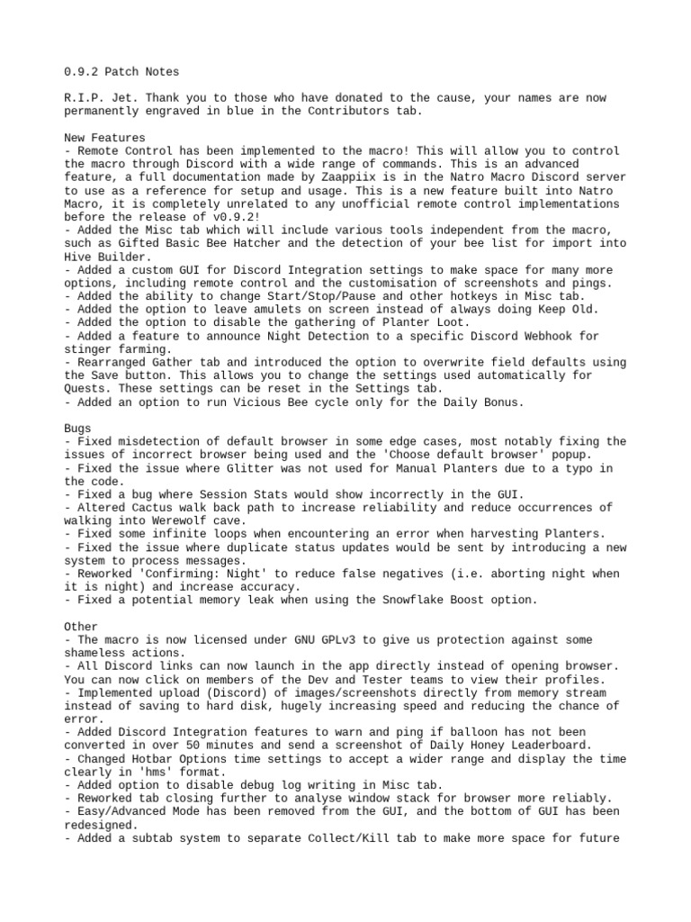 Natro Macro Patch Notes, PDF, Software Bug
